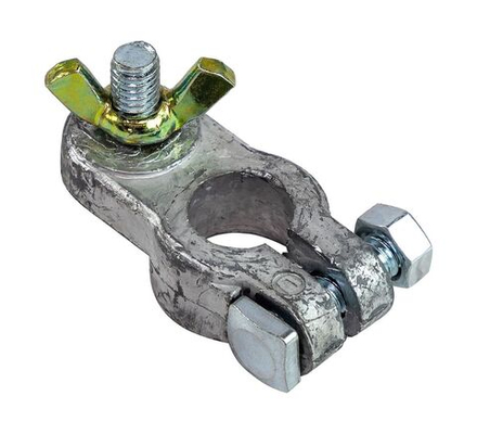 Клемма аккумуляторная для стандартных конусов, крепление гайкой-барашком под петлю, свинец