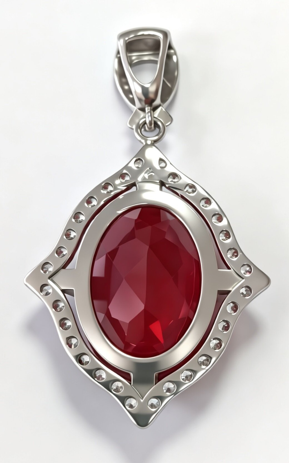 Ювелирная подвеска из серебра,вставка рубин,фианиты
