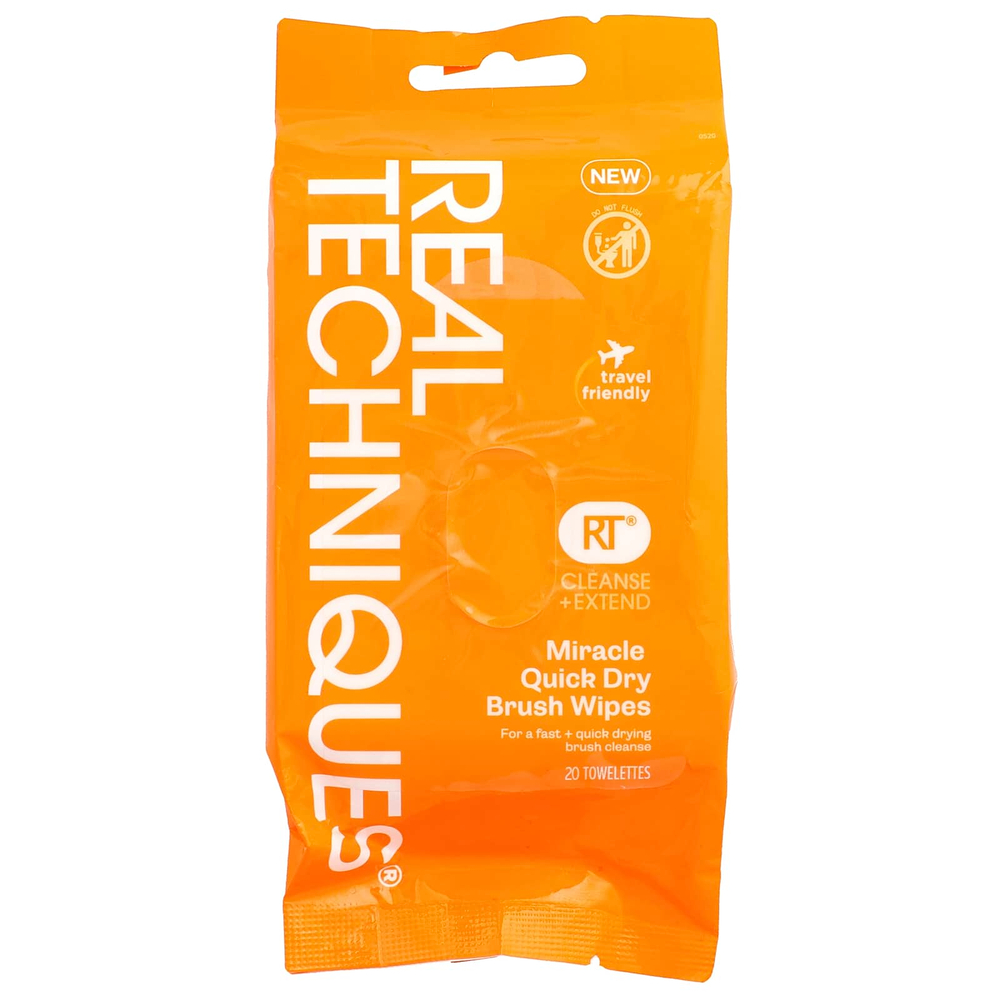 Real Techniques, Cleanse + Extension, быстросохнущие салфетки для расчесывания, 20 шт.