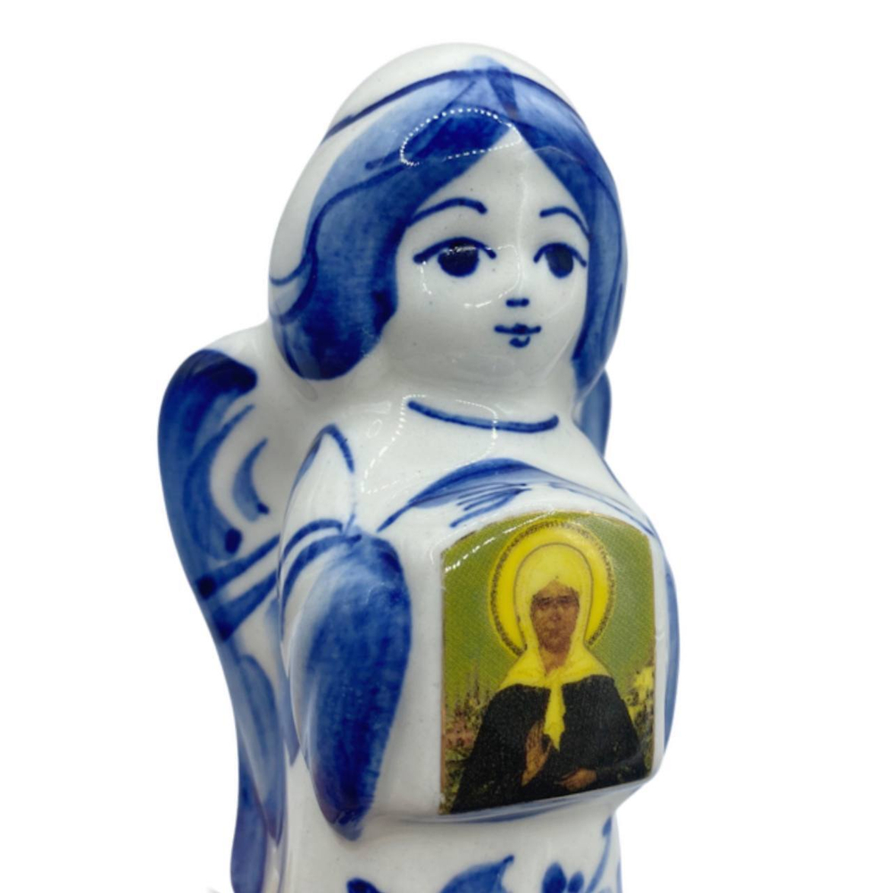 Фигурка Ангел с иконой Матрона гжель