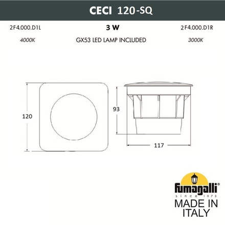 Грунтовый светильник FUMAGALLI CECI 120-SQ 2F4.000.000.AXG1L