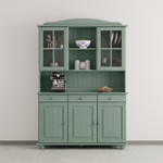 Шкаф витрина 132х39х192, Лена, стеклянная, трехдверный, массив сосны, буфет для кухни, для посуды, эвкалипт, Dipriz