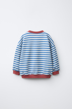 ZARA ТОЛСТОВКА В КОНТРАСТНУЮ ПОЛОСКУ, СИНИЙ/БЕЛЫЙ