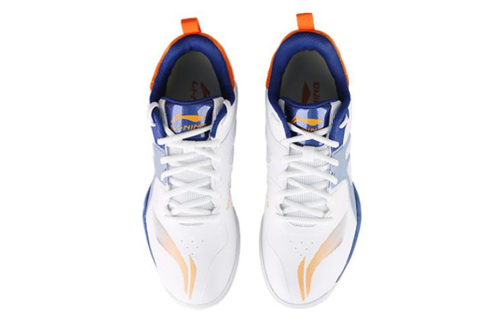 Li Ning Slip Resistant, Abrasion Resistant, Breathable Low top Training Shoes Unisex White Blue Orange