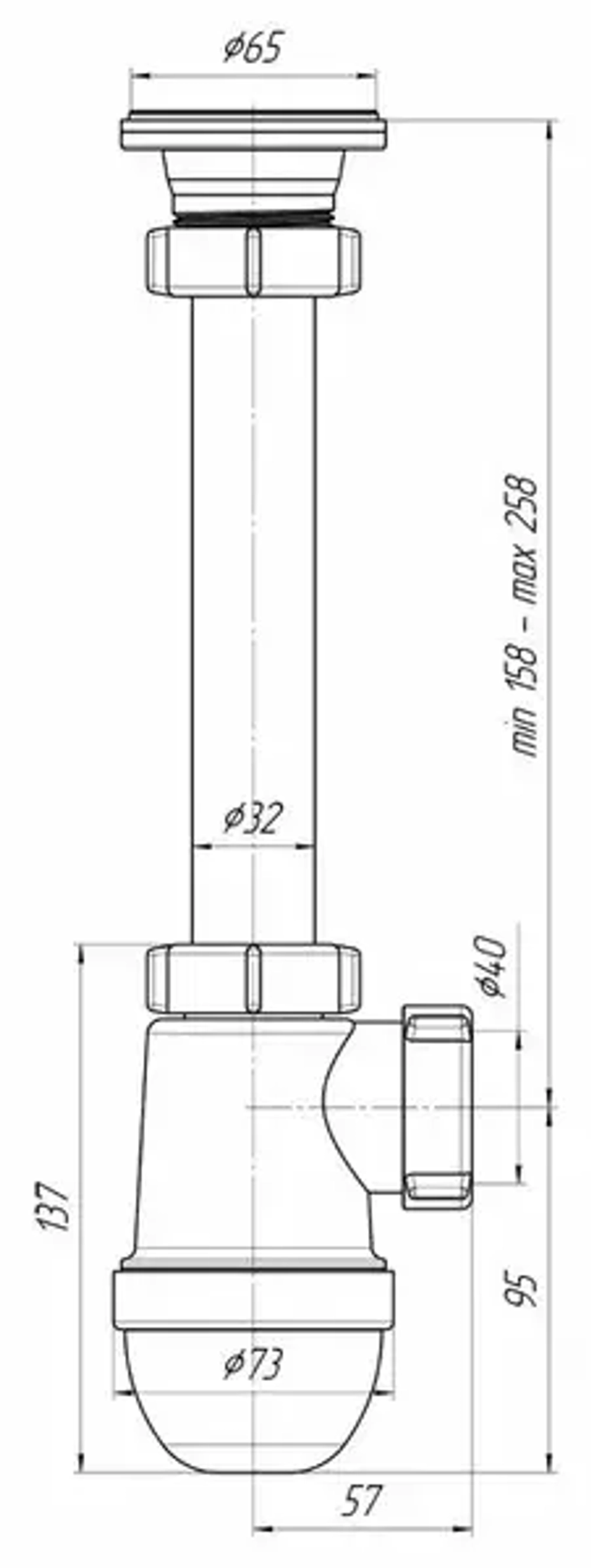 Сифон для мойки 1 1/4" х 40 мм АНИ Пласт С1000