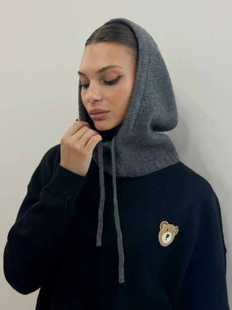 Серый капор из шерсти и кашемира