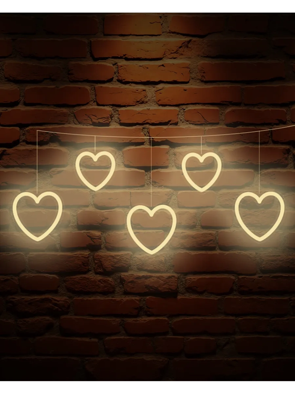 Светильник из неона гирлянда с сердечками