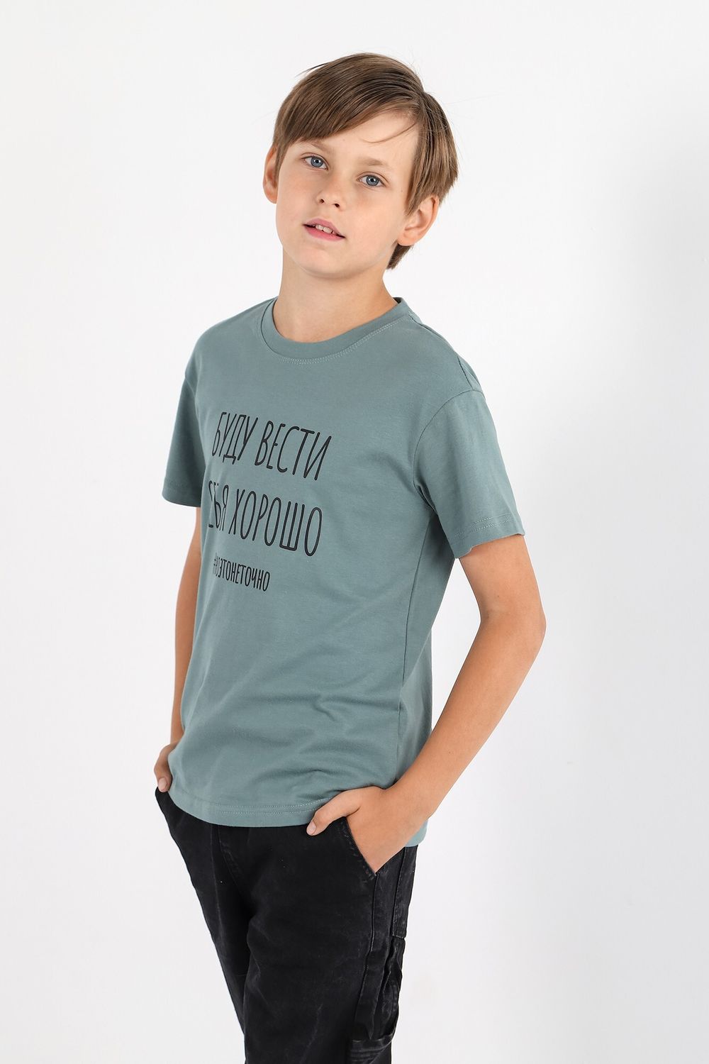 Фуфайка (футболка) для мальчика Кэш-2 Виотекс СВЕТЛЫЙ ХАКИ