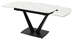 Стол ALATRI 120 MATT WHITE MARBLE SOLID CERAMIC / BLACK, ®DISAUR