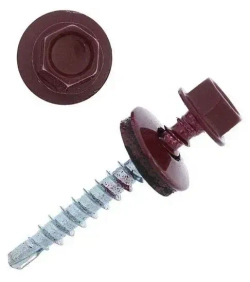 Саморез кровельный вишневый 4,8х35мм 9 штук