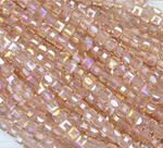 БВ012ДС4 Хрустальные бусины квадратные, цвет: персиковый AB прозрачный, 4 мм, кол-во: 44-45 шт.
