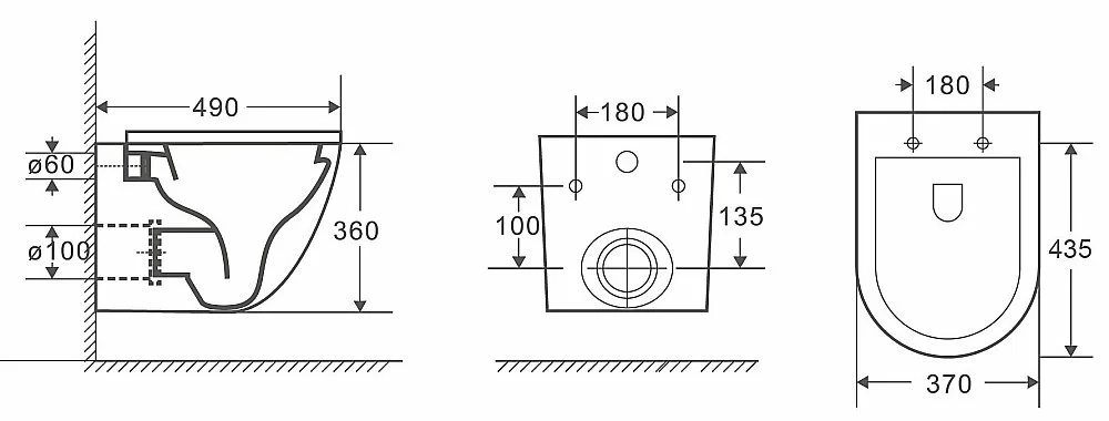 Унитаз подвесной WeltWasser MARBERG 507 + MERZBACH 043 GL-BL + MAR 507 RD-CR черный глянцевый, безободковый, с крышкой микролифт, слив-торнадо, с инсталляцией и кнопкой хром