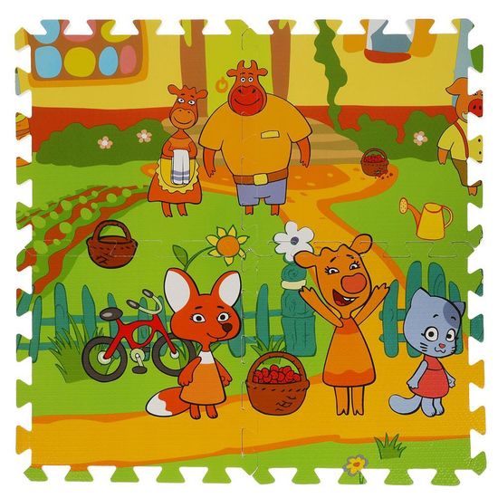 Коврик-пазл Оранжевая корова 8 сегментов, каждый 31.5*31.5см ИГРАЕМ ВМЕСТЕ