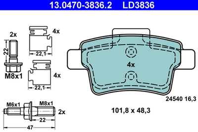 ATE - 13047038362-ATE - Brake Pad Set, disc brake