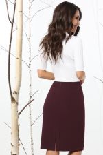 Юбка бордовая с имитацией запаха и пуговицами DStrend (Акция)