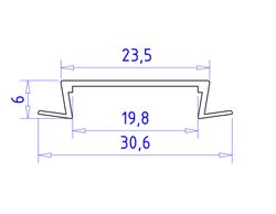 Ambrella Алюминиевый профиль встраиваемый 30.6*6 для светодиодной ленты до 19,8мм Alum Profile GP1100AL