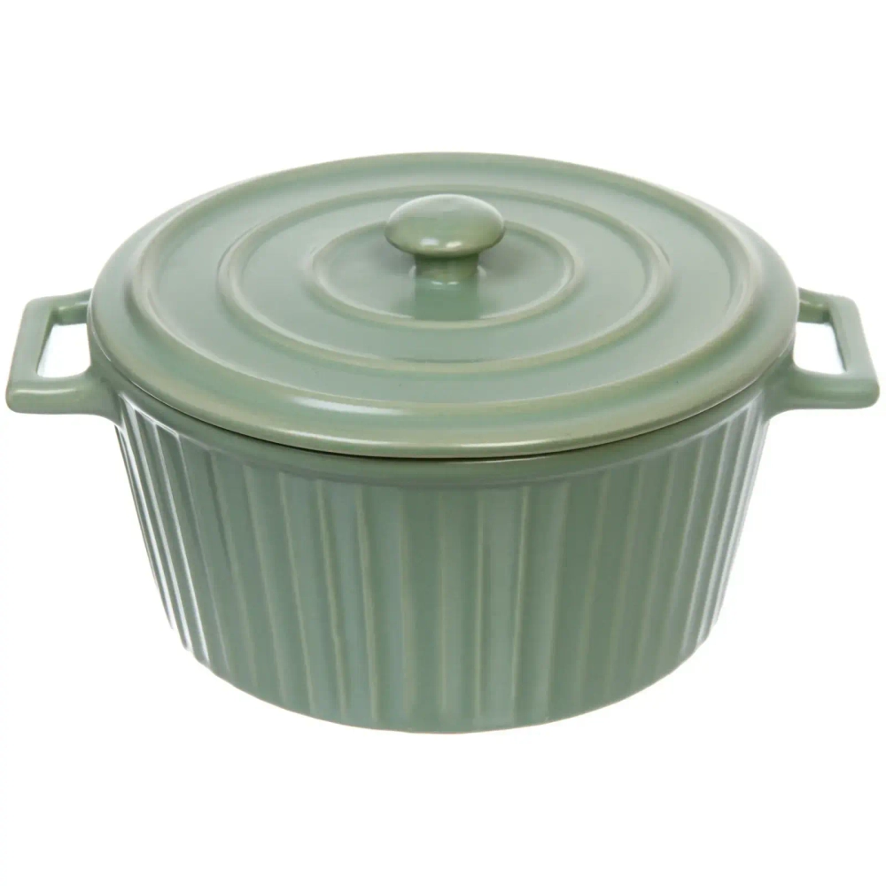 Кастрюля керамическая для запекания 2л «Акварель» 22*18*10см, нежно-зеленый