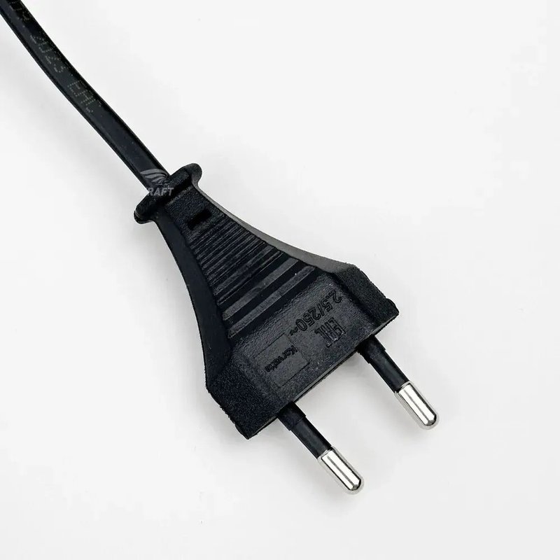 Черный шнур силовой, кабель питания S52 ШВВП 2х0.5 1.5 м