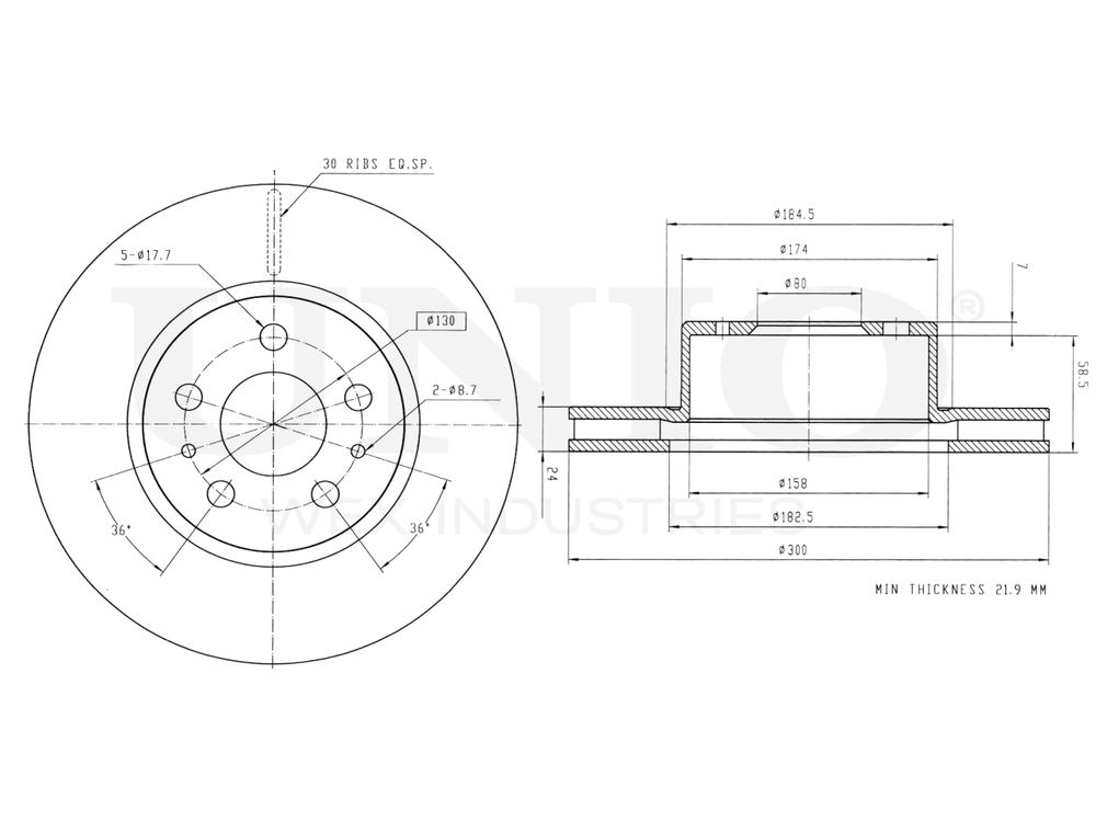 Диск тормозной передний UNIO BRD-20107