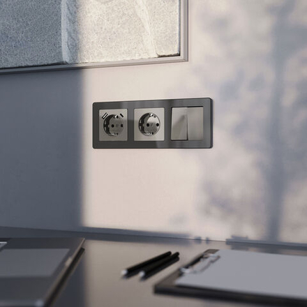 Розетка с заземлением (графит акрил)