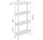 Этажерка узкая на колесах (4 секции) 530x170x180 полки с бортиками М2705