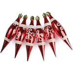 Н-р ёлочн.украшений СОСУЛЬКИ(узоры),6шт,красно-белый