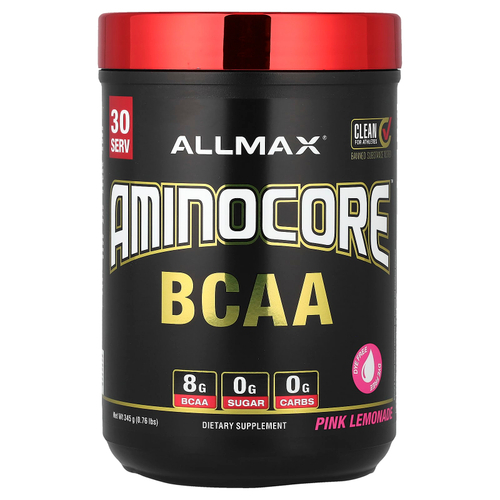 ALLMAX, BCAA AMINOCORE™, со вкусом розового лимонада, 345 г (0,76 фунта)