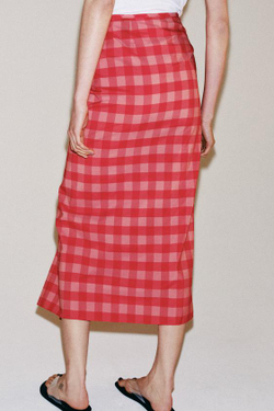 ZARA ЮБКА МИДИ С ВОЛАНАМИ — ZW COLLECTION, КРАСНЫЙ