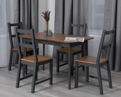 Стол Соната Люкс раздвижной/Sonata Lux extension table массив сосны, антик /графит, 120-(150)х75х75 см