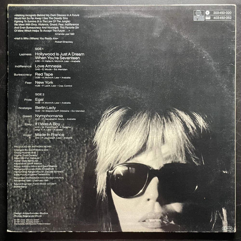 Amanda Lear ‎– Incognito (Скандинавия 1981г.)