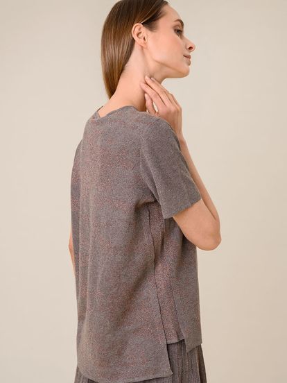Женская футболка коричневого цвета из вискозы - фото 4