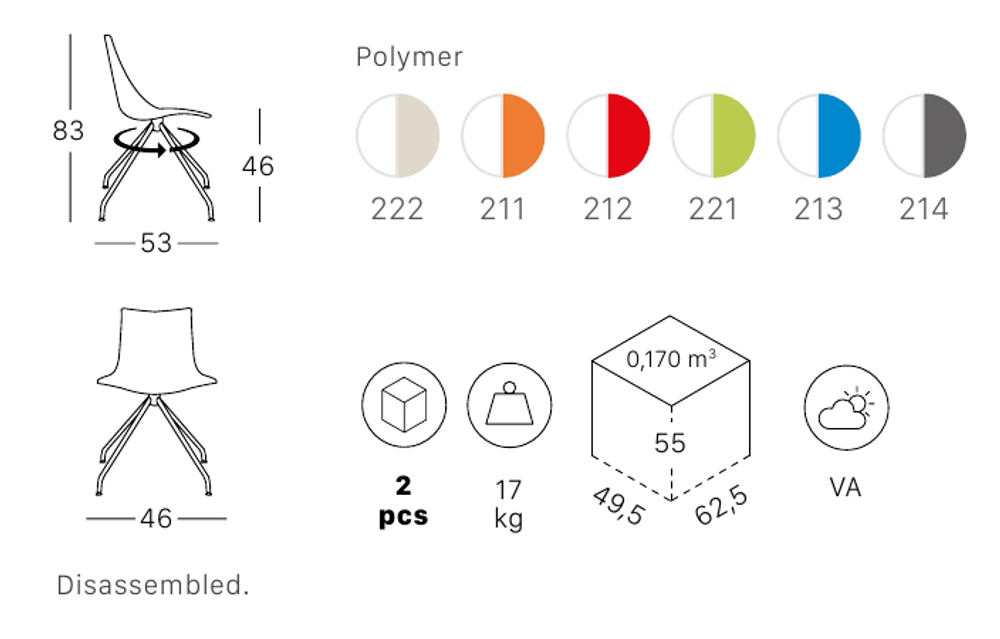 Стул пластиковый Scab Design Zebra Bicolore, хром, белый, красный