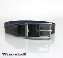 Ремень из натуральной кожи чёрный в деревянном футляре WILD BEAR RM-008f Black Premium