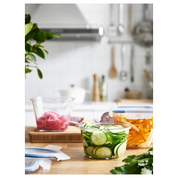 IKEA 365+ Контейнер для продуктов с крышкой, круглый, стекло/пластик, 600 мл