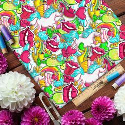 Ткань бязь яркие стикеры