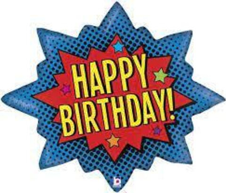 Шар (32""/81 см) Фигура, С Днем Рождения, Яркий взрыв, Happy Birthday 1 шт. 8п. В21