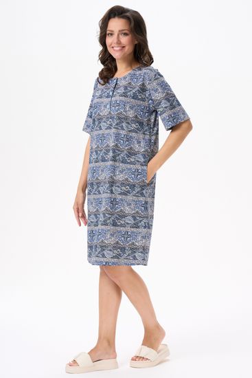 Платье женское с коротким рукавом и круглым вырезом Лори N0111-E96.2F03 сине-голубое