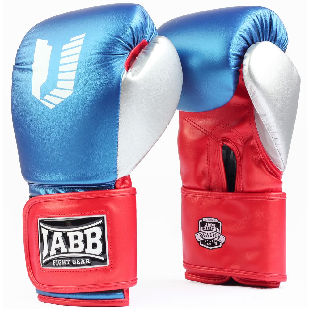 Перчатки бокс.(иск.кожа) Jabb JE-4081/US Ring синий/красный/серебро 8ун.