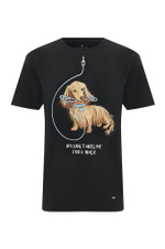 Black T-shirt with a dog