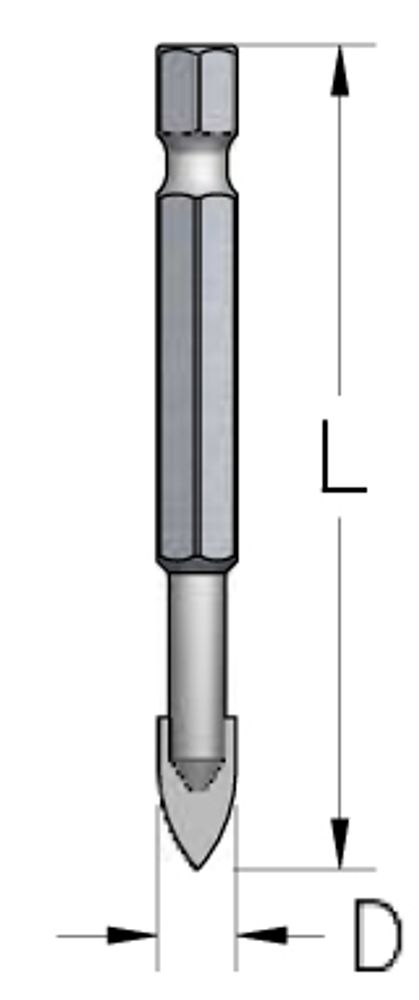 Сверло для стекла и керамики шестигранный хвостовик D8,0 HMZ0804