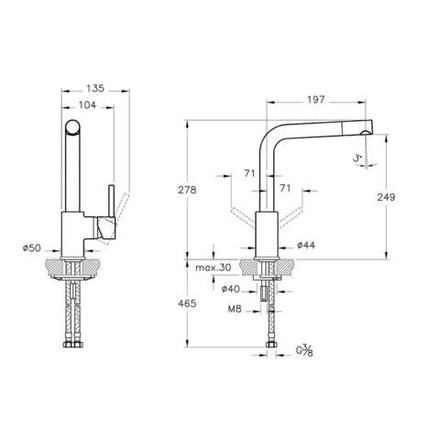 Смеситель для кухни Vitra Pure c поворотным изливом и носиком, хром A42089EXP