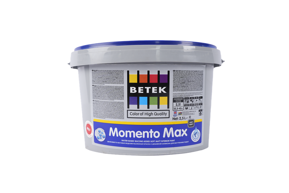 КРАСКА Д/ВНУТР РАБОТ BETEKMAX СИЛИКОН БАРХАТНО-МАТОВАЯ 2,5Л