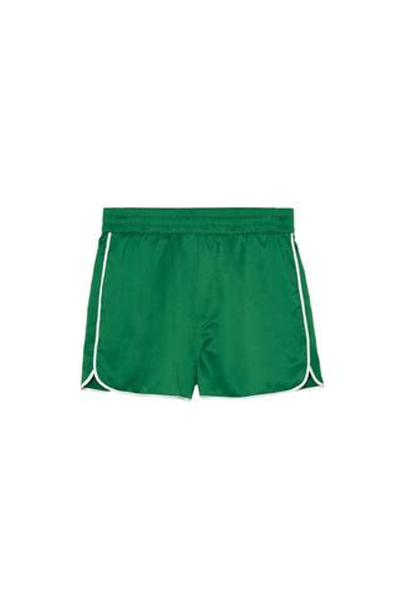ZARA X BENITO ANTONIO КОНТРАСТНЫЕ АТЛАСНЫЕ ШОРТЫ, ЗЕЛЕНЫЙ