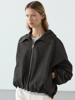 Massimo Dutti Льняной бомбер, голубовато-серый