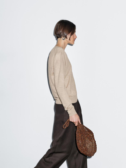 Massimo Dutti Свитер из смесовой шерсти с V-образным вырезом, норка