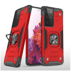 Противоударный чехол Strong Armour Case с кольцом для Samsung Galaxy S21 Ultra (Красный)