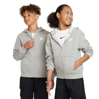Кофта для девочки теннисная Nike Club Fleece Full-Zip - dark grey heather/white