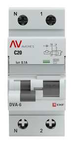 Автомат дифференциальный EKF rcbo6-1pn-20C-100-ac-av
