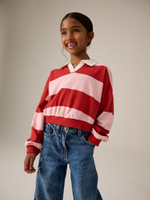 Толстовка с воротником для девочки Next V11-051, Красный, Розовый