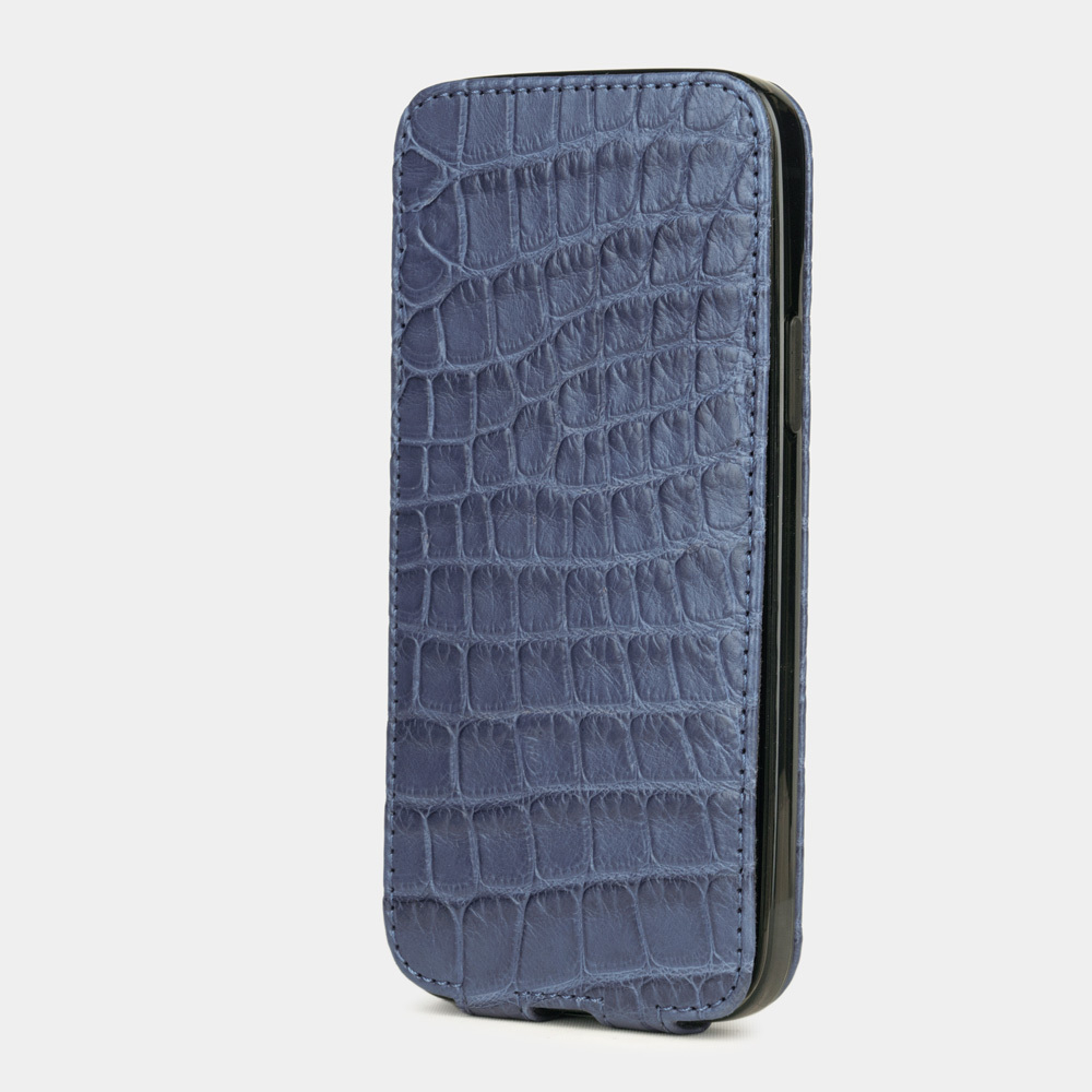 Special order: Чехол для iPhone 12/12Pro из кожи крокодила, голубого цвета